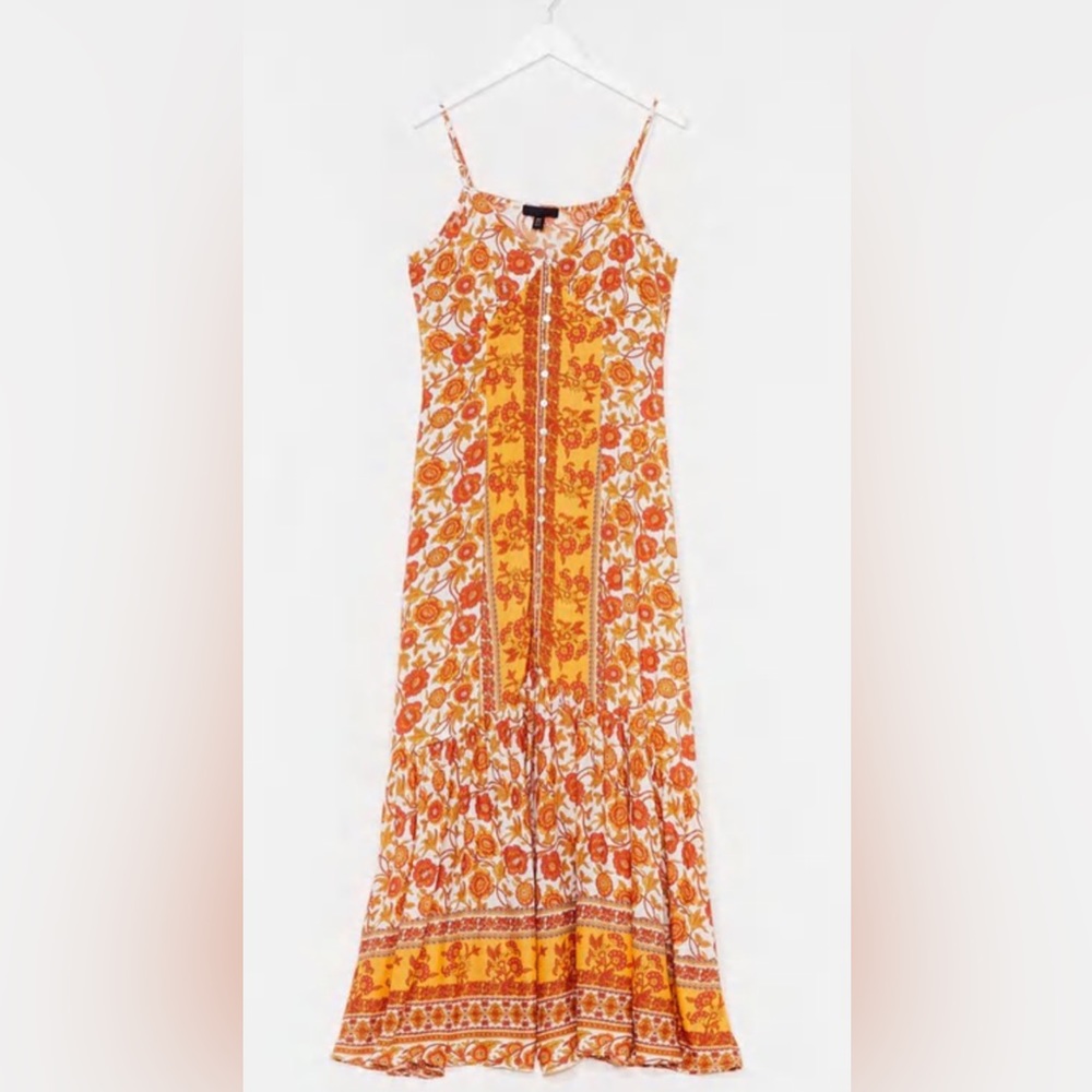 NastyGal Floral V-Neck Maxi Dress